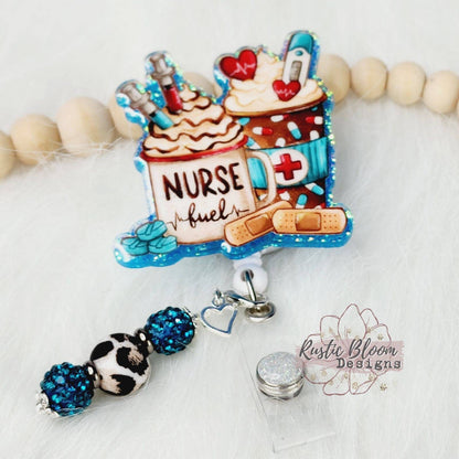 Nurse Fuel Glitter Badge Reel Personalized Badge Reel Custom Work ID Nurse Id Nurse Gift Name Badge Nurse appreciation gift