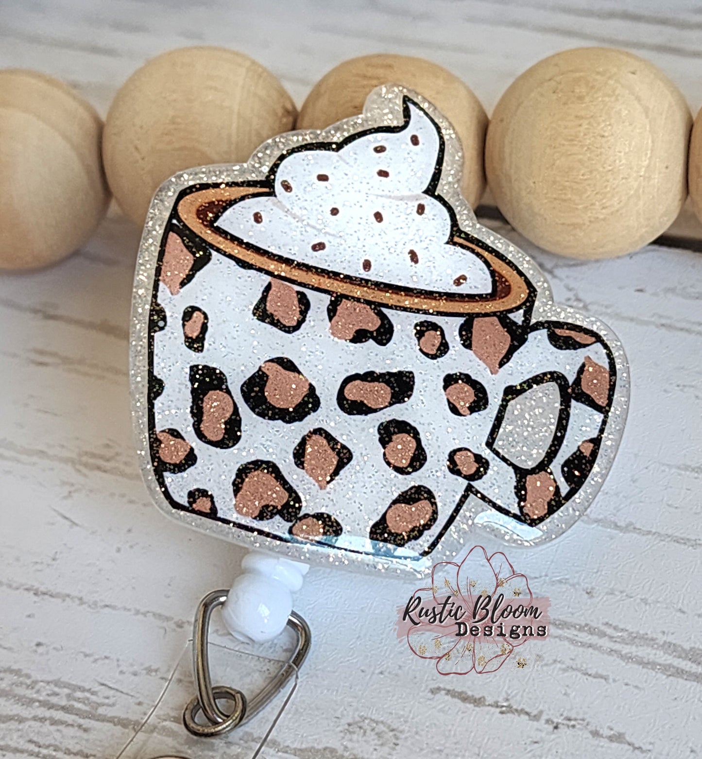 Leopard Print Coffee Mug ID Holder Nurse Gift for Teacher Halloween Badge Holiday Name Holder