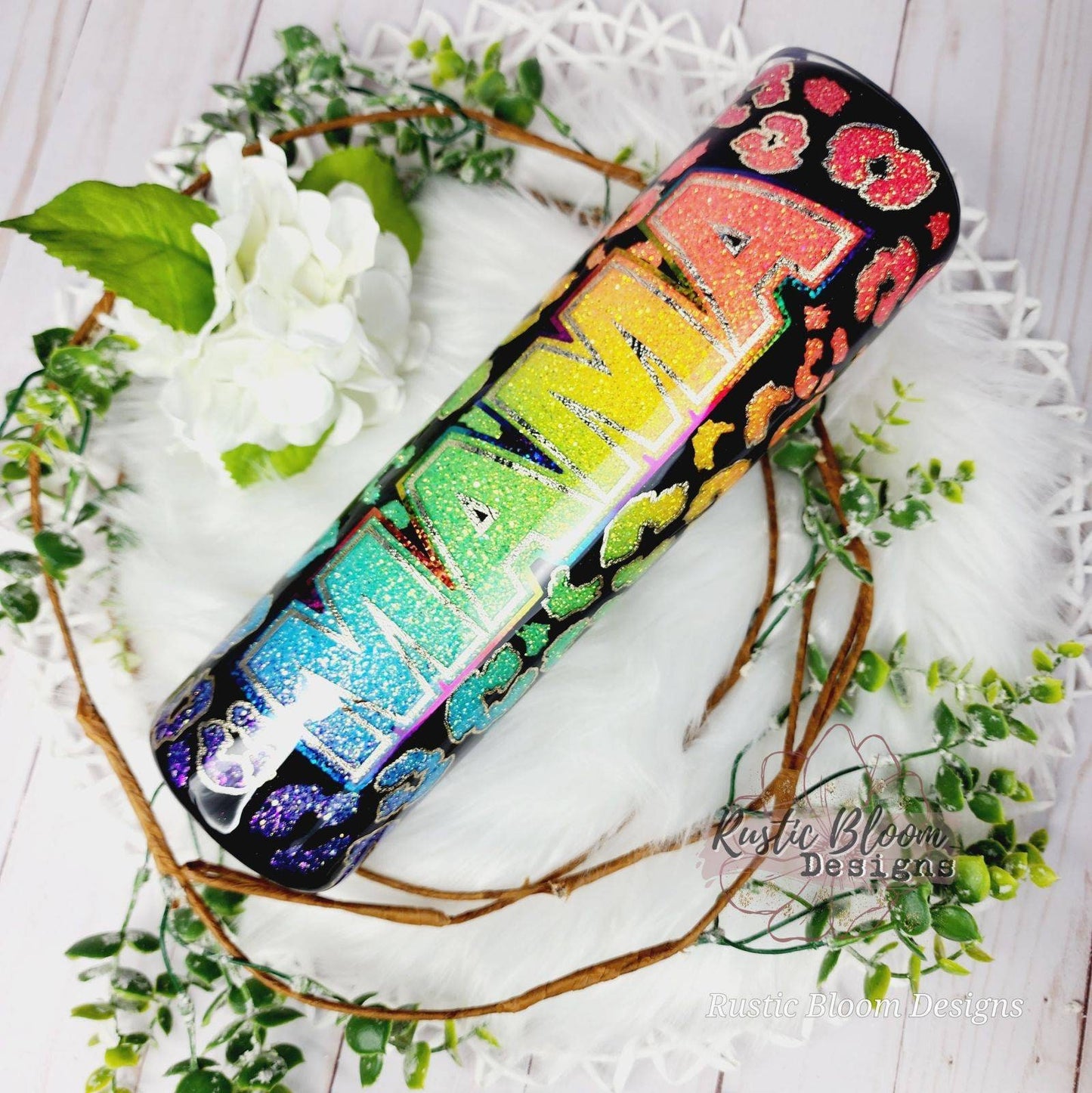 Leopard Rainbow Glitter Peekaboo Tumbler gift for her Cheetah Print Custom Personalized Tumbler Epoxy ombre to go mug insulated Travel mug