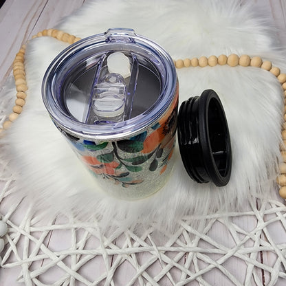 Glitter White  Floral Can Coozie stainless steel can  gift for her custom epoxy tumbler insulated drink cooler personalized tumbler