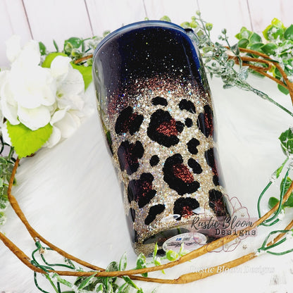 Personalized Black Gold Leopard Glitter Tumbler