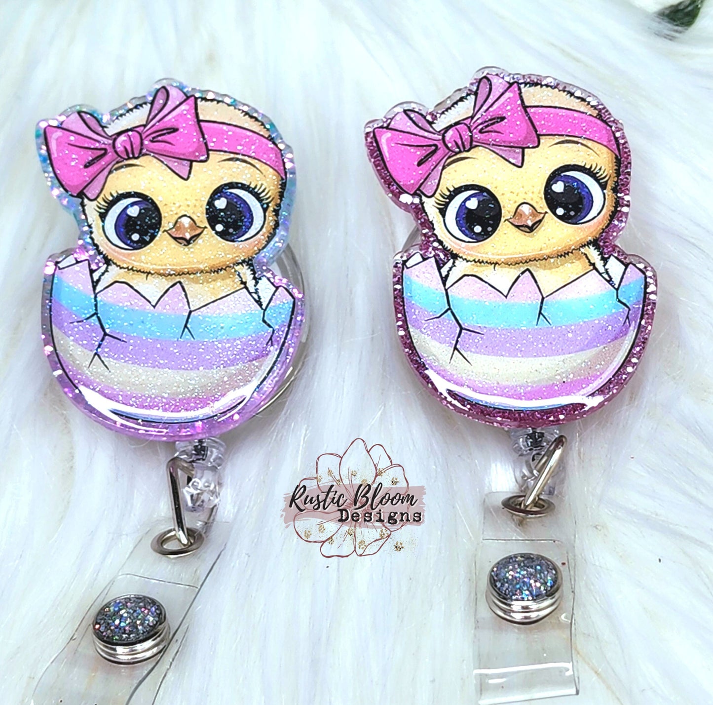 Cute Glitter Chick in egg, Easter Badge Reel, Cute Badge Reel, Nurse badge reel Retractable Reel Glitter Badge Reel Gift for Easter