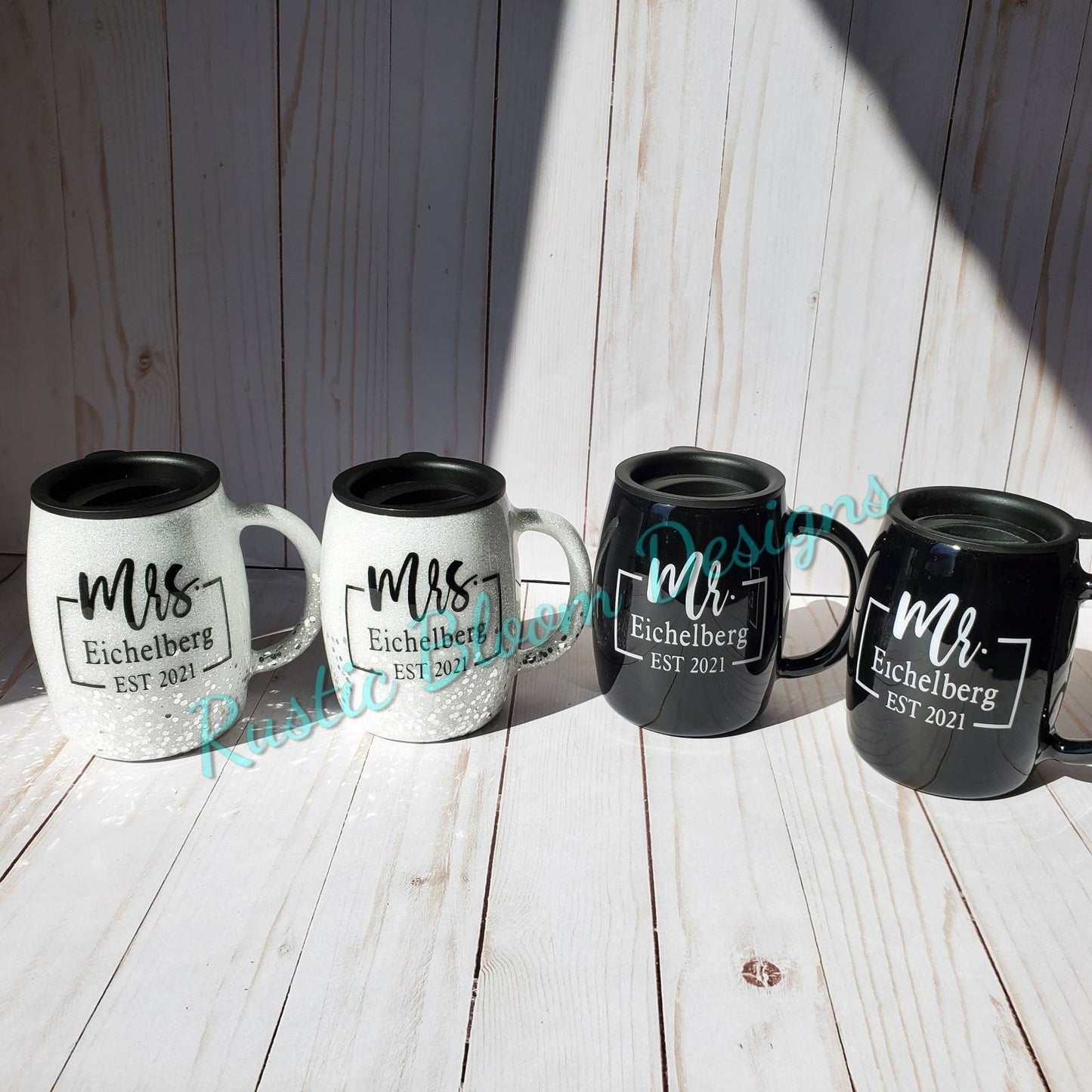 GLITTER Bride and Groom Tumbler Bridal Party Gift Mrs. MR. Personalized Bride To Be Custom Tumbler Wifey Hubby Coffee mug Can Coozie wedding