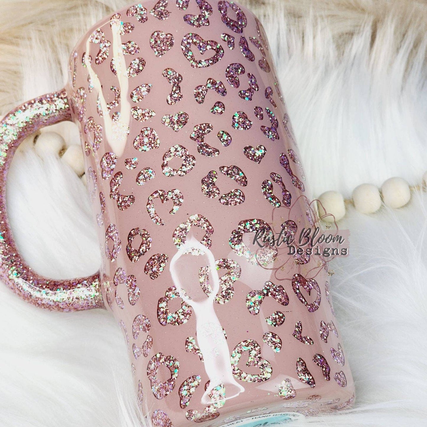 Glitter Pink Peekaboo Leopard Print Cheetah Tumbler Custom Gift for Her Travel Mug Personalized Insulated Coffee Cup with Handle Hot Drinks