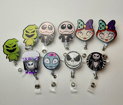 Sally Nightmare Before Christmas inspired Sally Glitter Retracatable Badge Reel Custom Personalized Nurse Cute Badge Reel