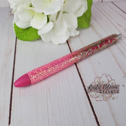 Custom Glitter Pen Ink Joy Gel Pen Personalized Epoxy Retractable Refillable Leopard Print Cheetah Ombre Gift for her Nurse Work Pen Teacher