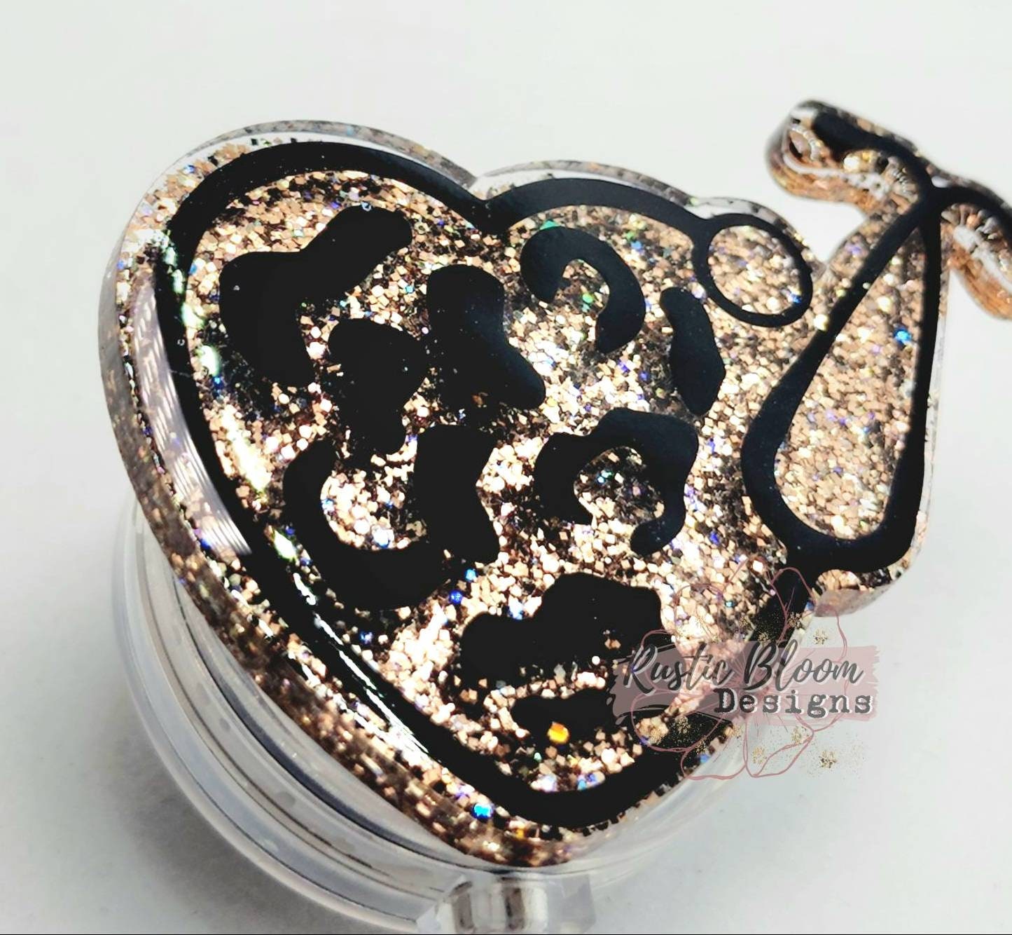Nurse Heart Glitter Stethescope Badge Reel Interchangeable Custom nurse gift for her teacher gift personalized Healthcare Badge Holder