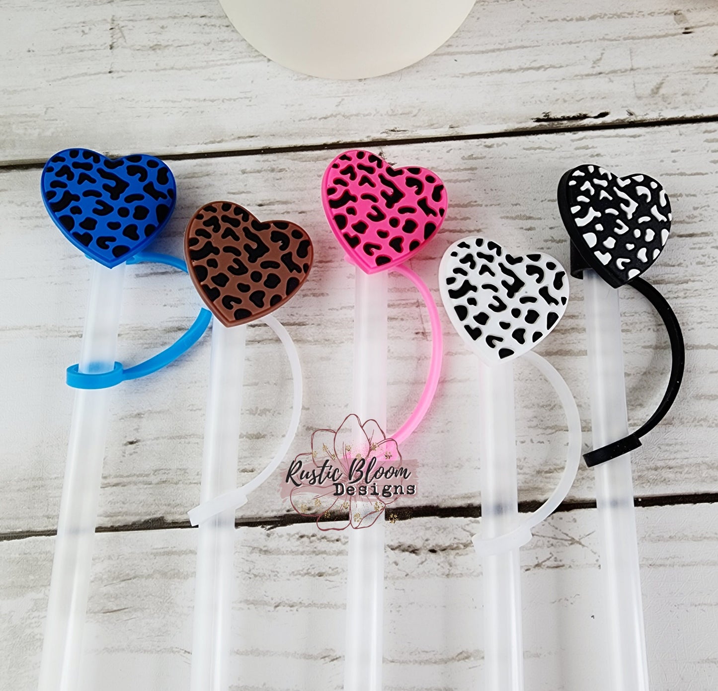 Leopard Heart Straw Topper Straw Cap Straw Buddy Dust Cover Gift for her,  personal Straw Cover cheetah lover