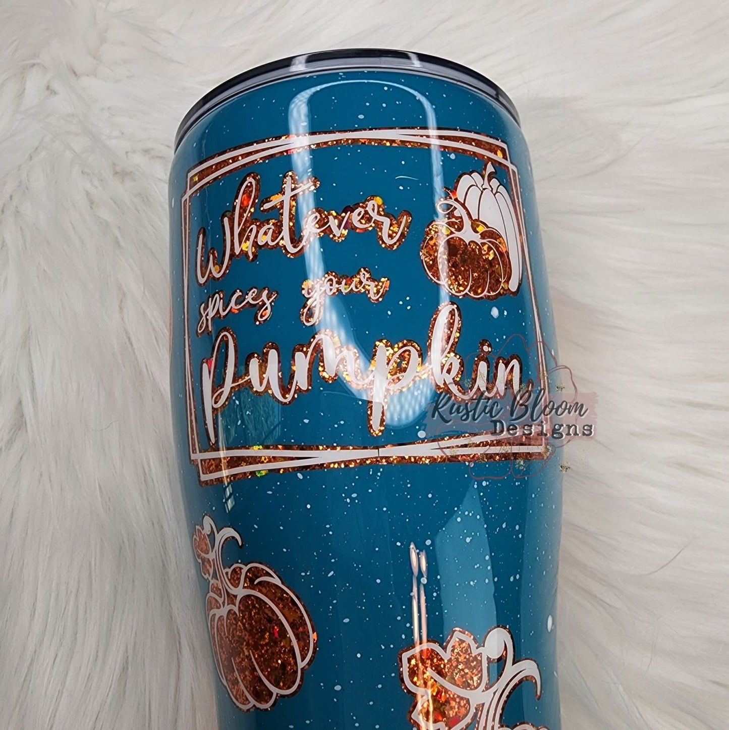 Pumpkin Glitter Peakaboo Tumbler Teal, Orange Whatever Spices Your Pumpkin insulated Custom fall Tumbler To Go Cup Gift for Her Seasonal Cup
