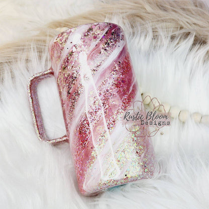 Rose Gold White Pink Milkyway 16oz Tumbler with Handle tumbler