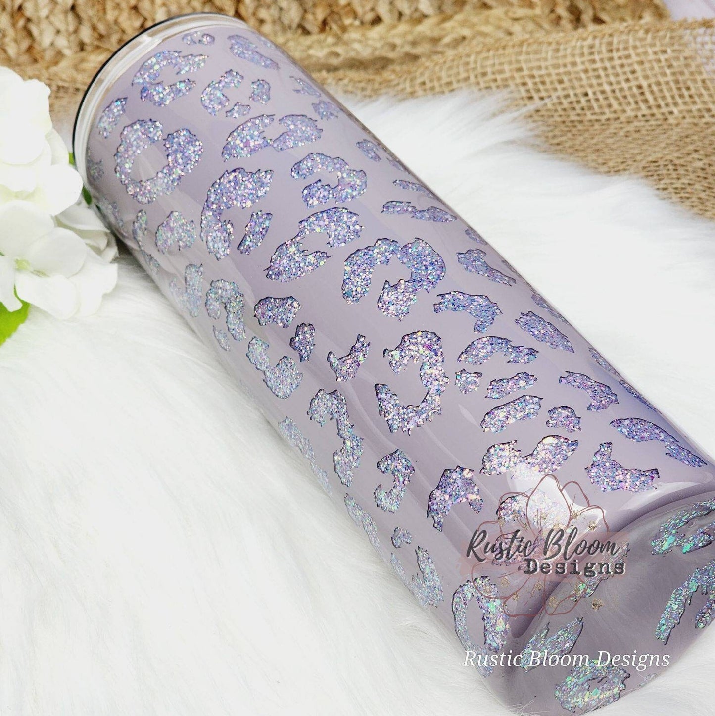 Purple Glitter Peekaboo Leopard Print Cheetah Tumbler Custom Gift for Her Travel Mug Personalized Insulated Coffee Cup Handle Hot Drinks