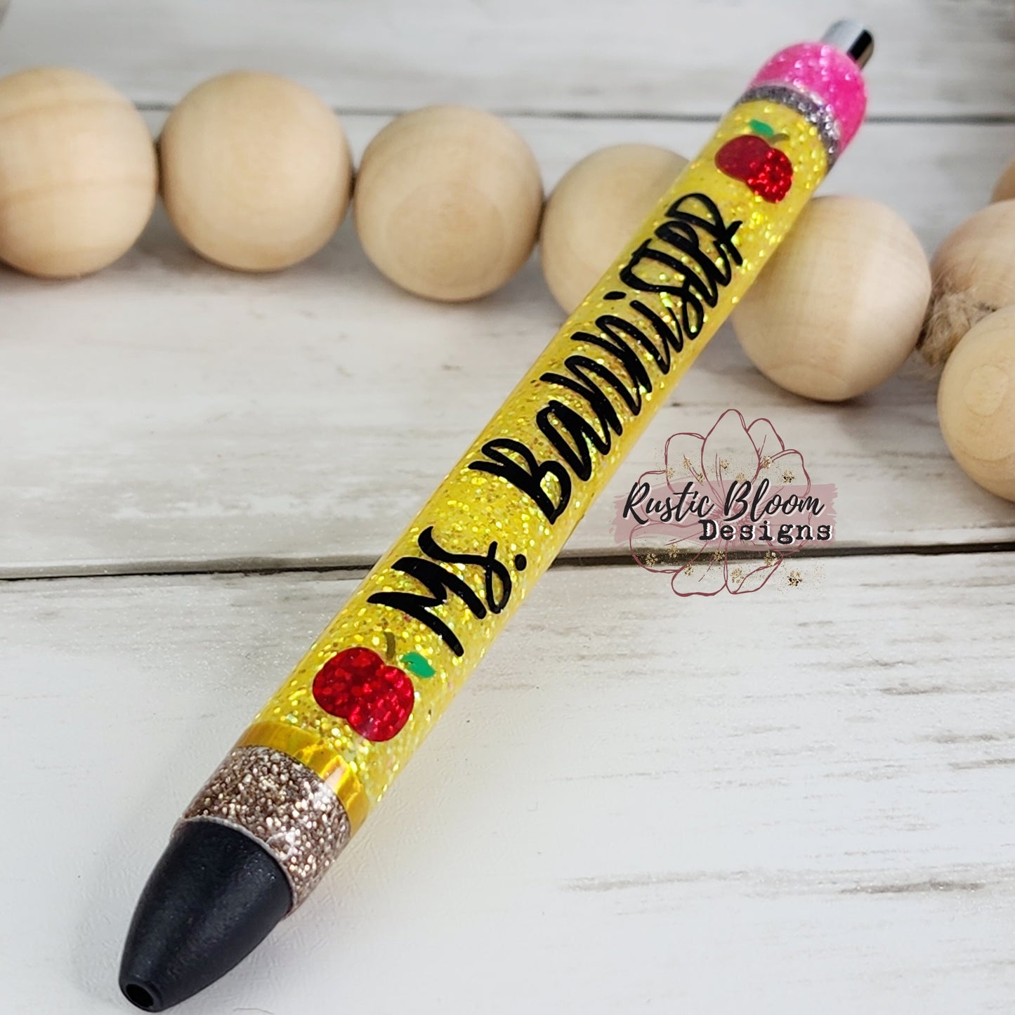 Personalized Pencil Glitter Gel Pen, Epoxy flower Nurse Gift Pen, Teacher Pen Gift Custom Gift for her, Planner accessories