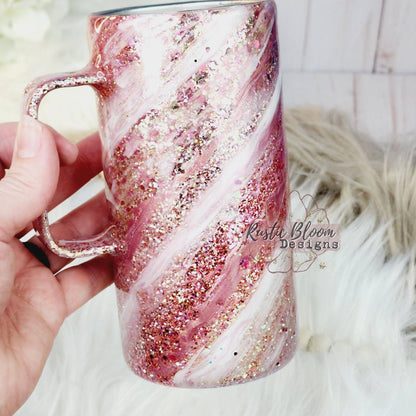 Rose Gold White Pink Milkyway 16oz Tumbler with Handle tumbler