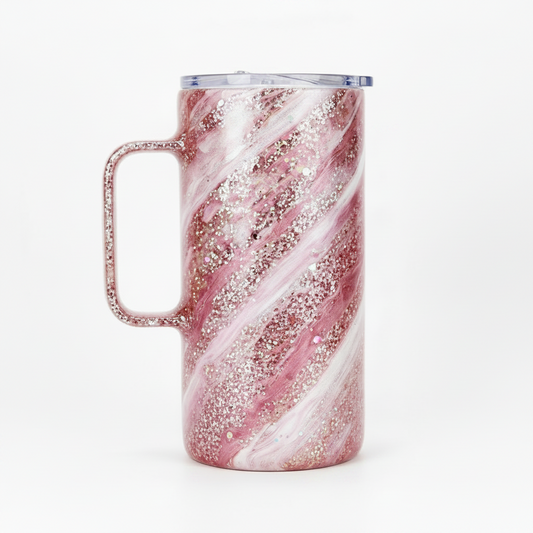 Rose Gold White Pink Milkyway 16oz Tumbler with Handle tumbler