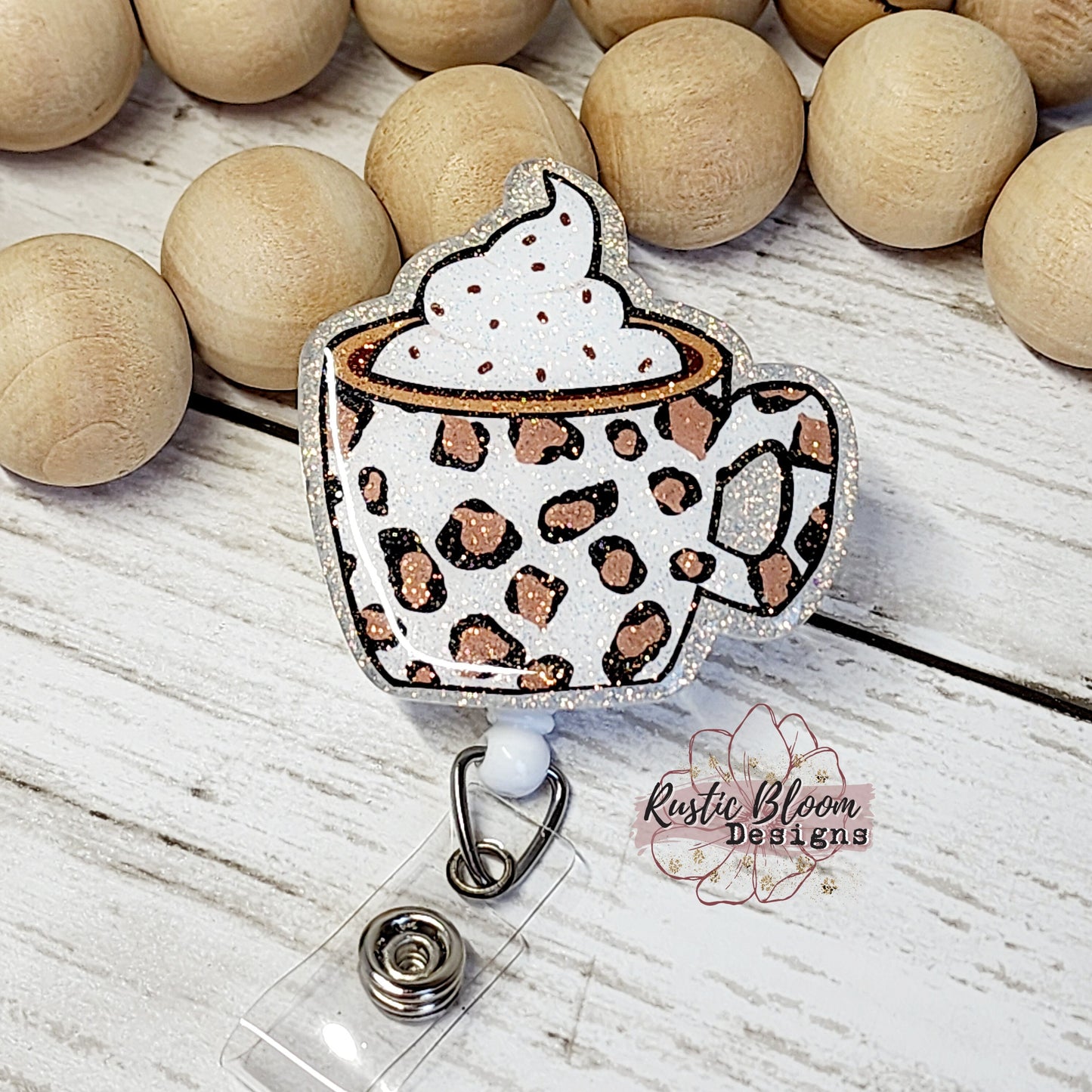Leopard Print Coffee Mug ID Holder Nurse Gift for Teacher Halloween Badge Holiday Name Holder