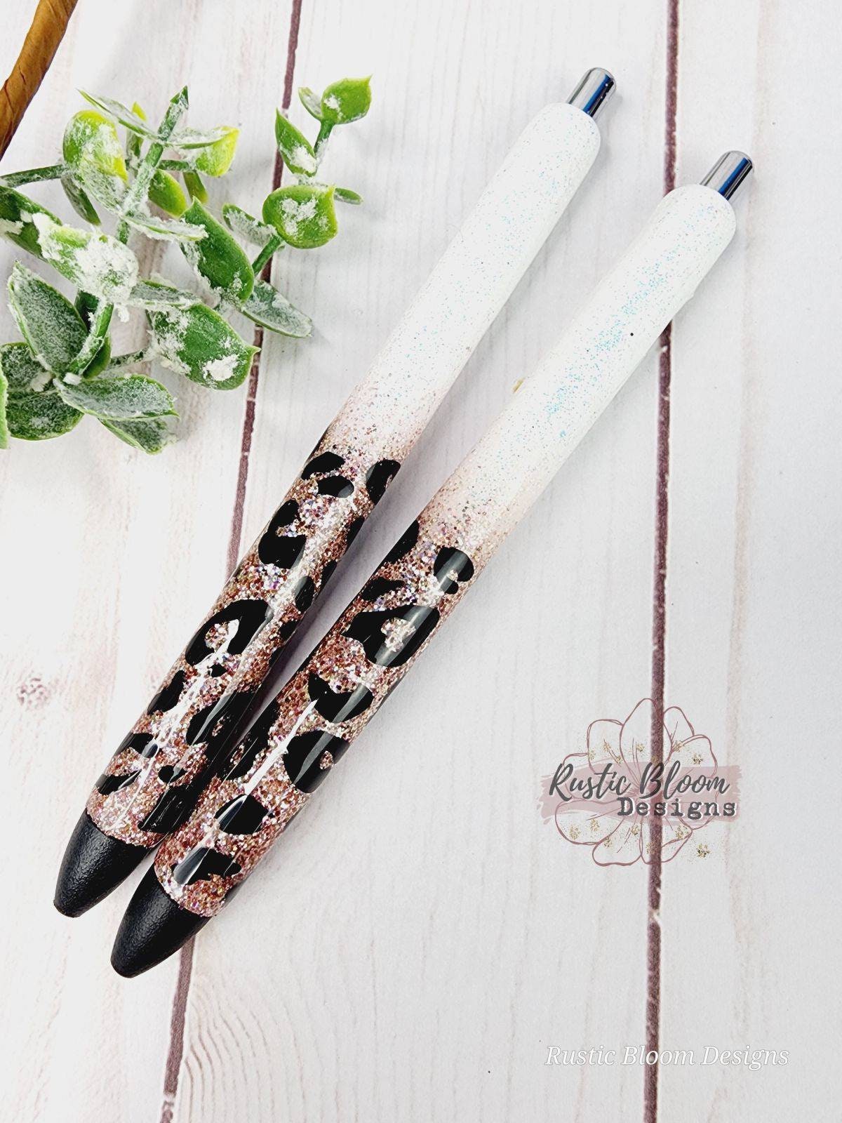 Personalized Glitter Pens Ombre  Leopard Pen Epoxy Cheetah pens Nurse Gift Writing Pen Teacher Gifts Ideas Gel Pens Custom gold pens glitter