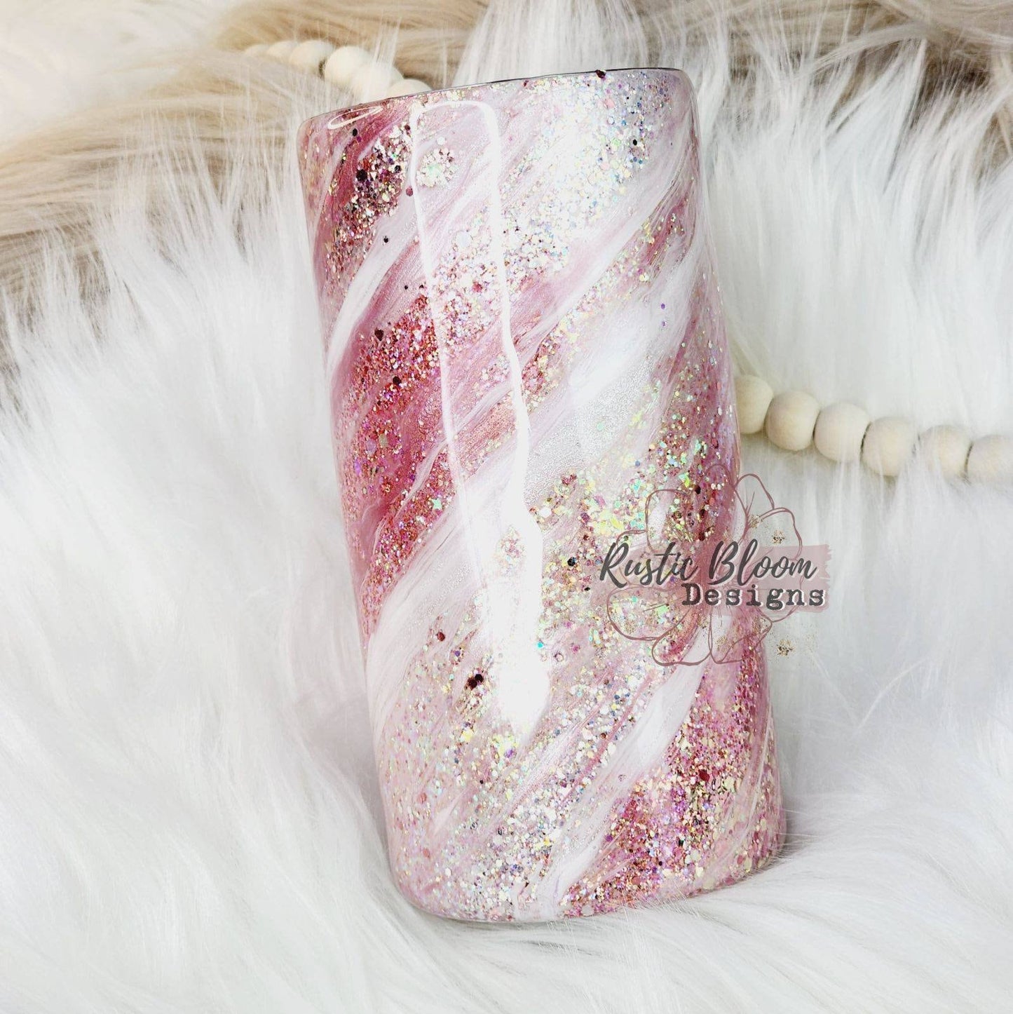 Rose Gold White Pink Milkyway 16oz Tumbler with Handle tumbler
