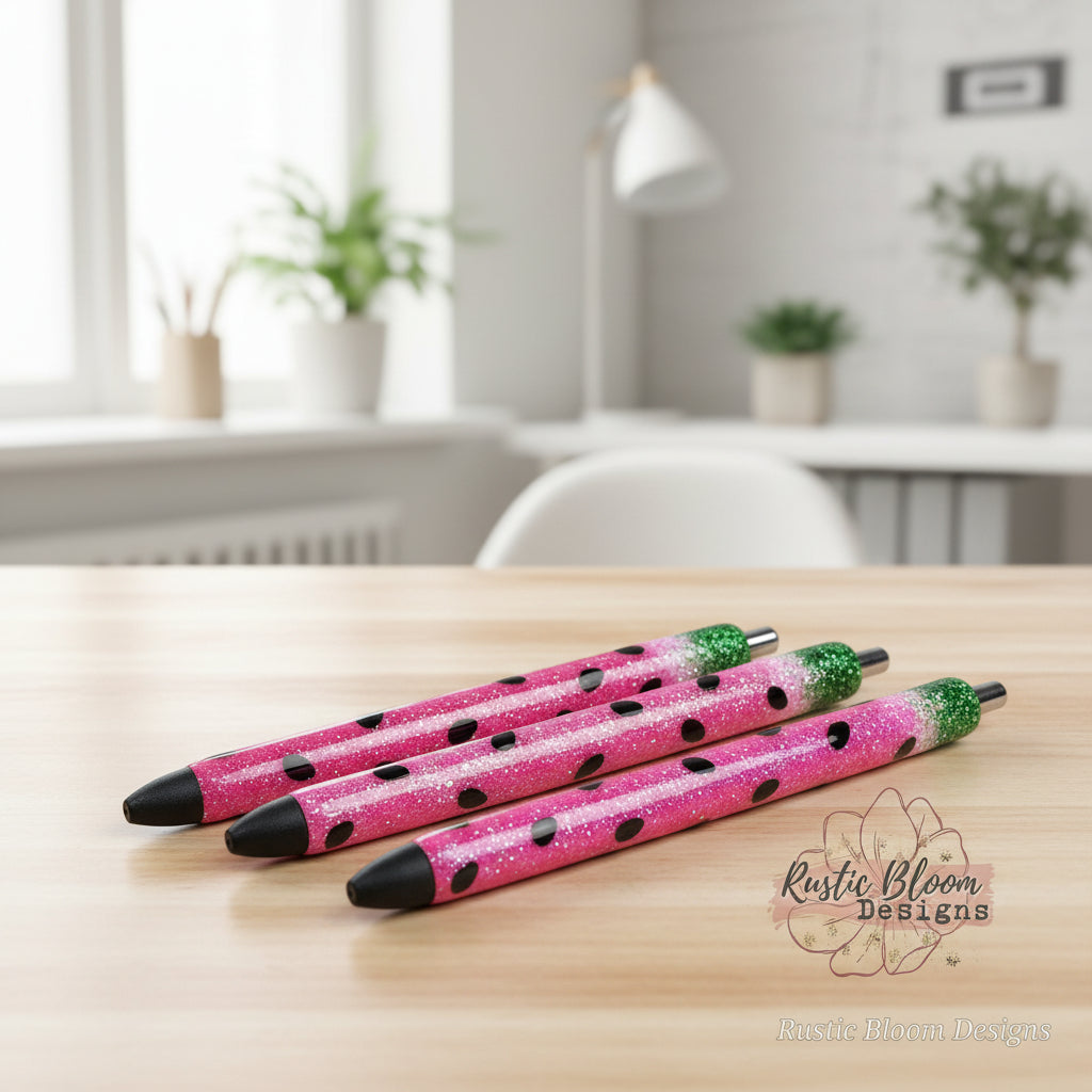 Personalized Glitter Gel Pen | Custom Watermelon Epoxy Pen | Nurse, Teacher & Gift Pen