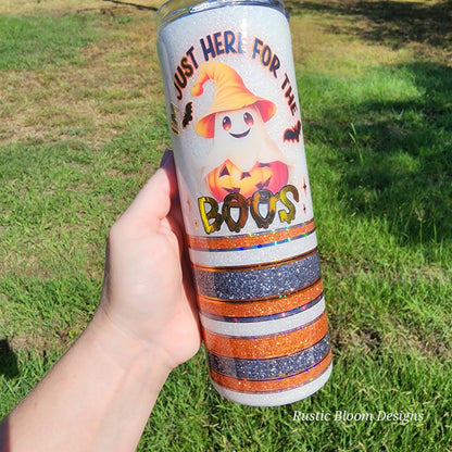 Cute Ghost Pumpkin Glitter insulated Custom Halloween Tumbler Spooky Season insulated 20oz tumbler. tumbler to go. Custom Glitter mug