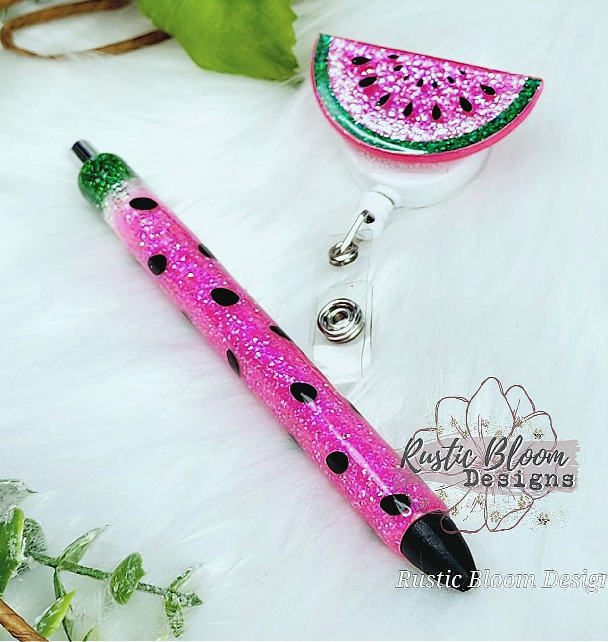 Personalized Glitter Gel Pen | Custom Watermelon Epoxy Pen | Nurse, Teacher & Gift Pen