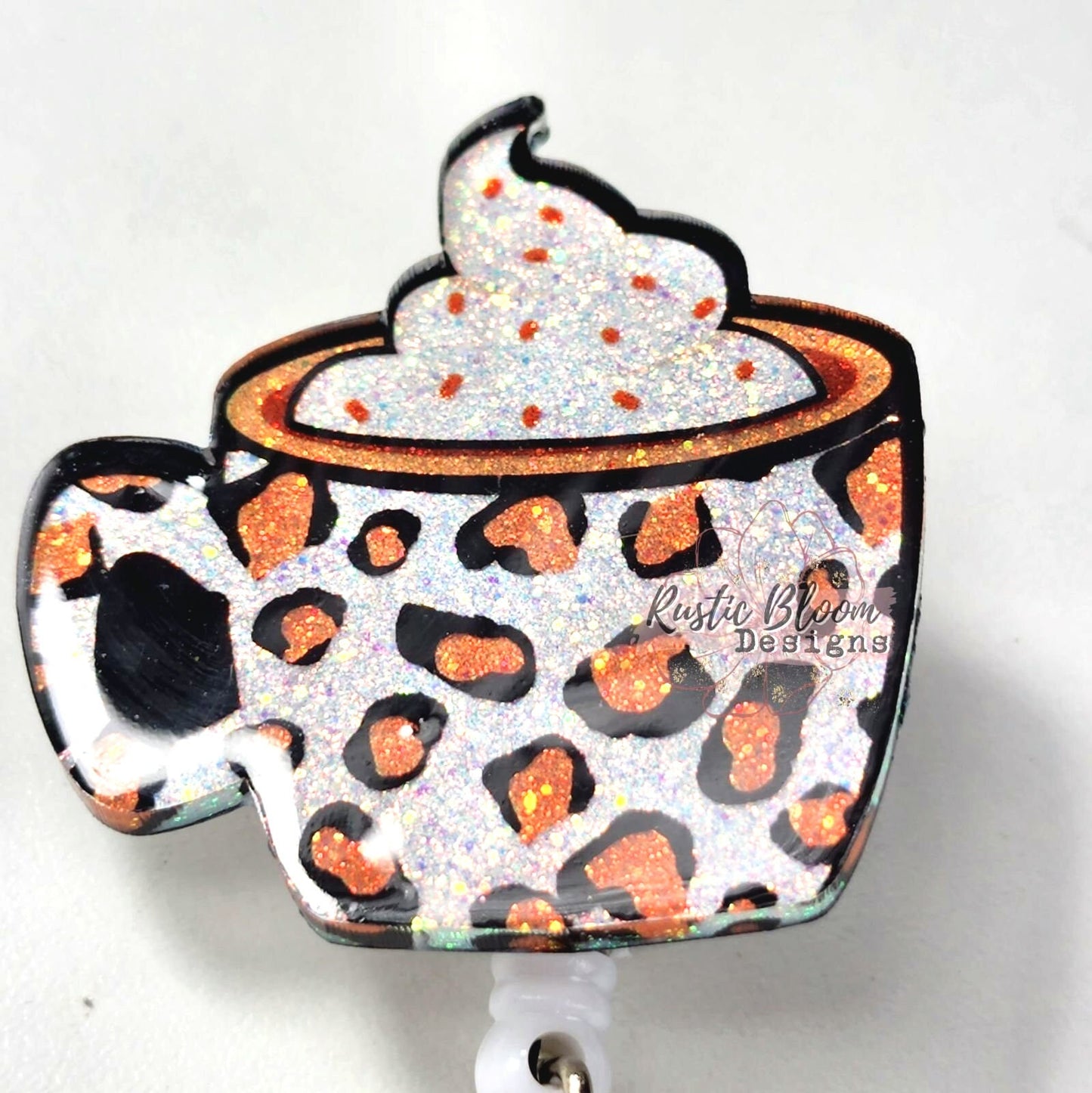 Leopard Print Coffee Mug ID Holder Nurse Gift for Teacher Halloween Badge Holiday Name Holder