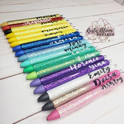 Personalized Gel Glitter Pen, Custom Made Pens  Nurse Gift, Teacher Gift, Epoxy Pen Glitter Pen Gel Pen Refillable Work pen, Christmas gift