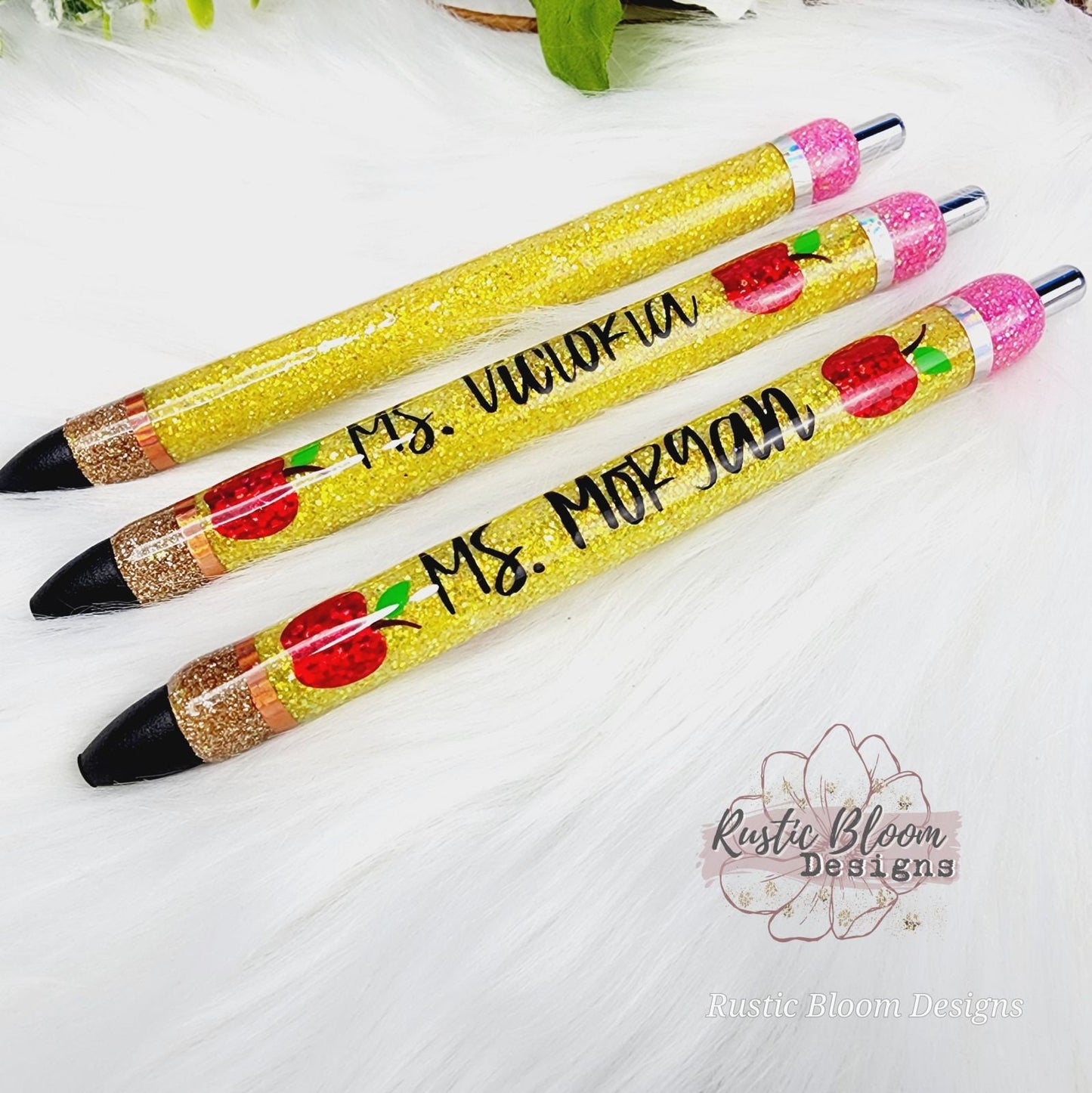 Personalized Pencil Glitter Gel Pen, Epoxy flower Nurse Gift Pen, Teacher Pen Gift Custom Gift for her, Planner accessories