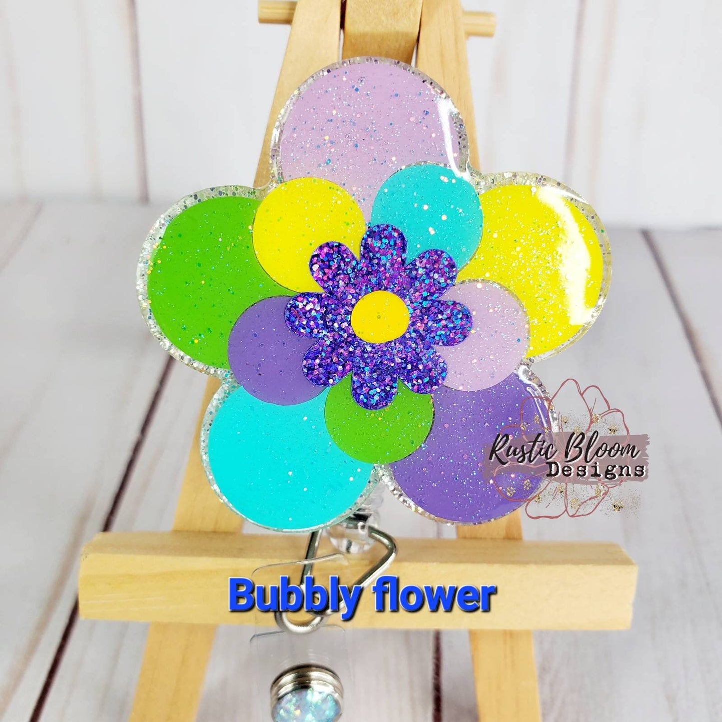 Flower Glitter Badge Reel Personalized Nurse Gift Teacher Name Tag glitter Badge Nurse Badge Reel Summer Badge Reel