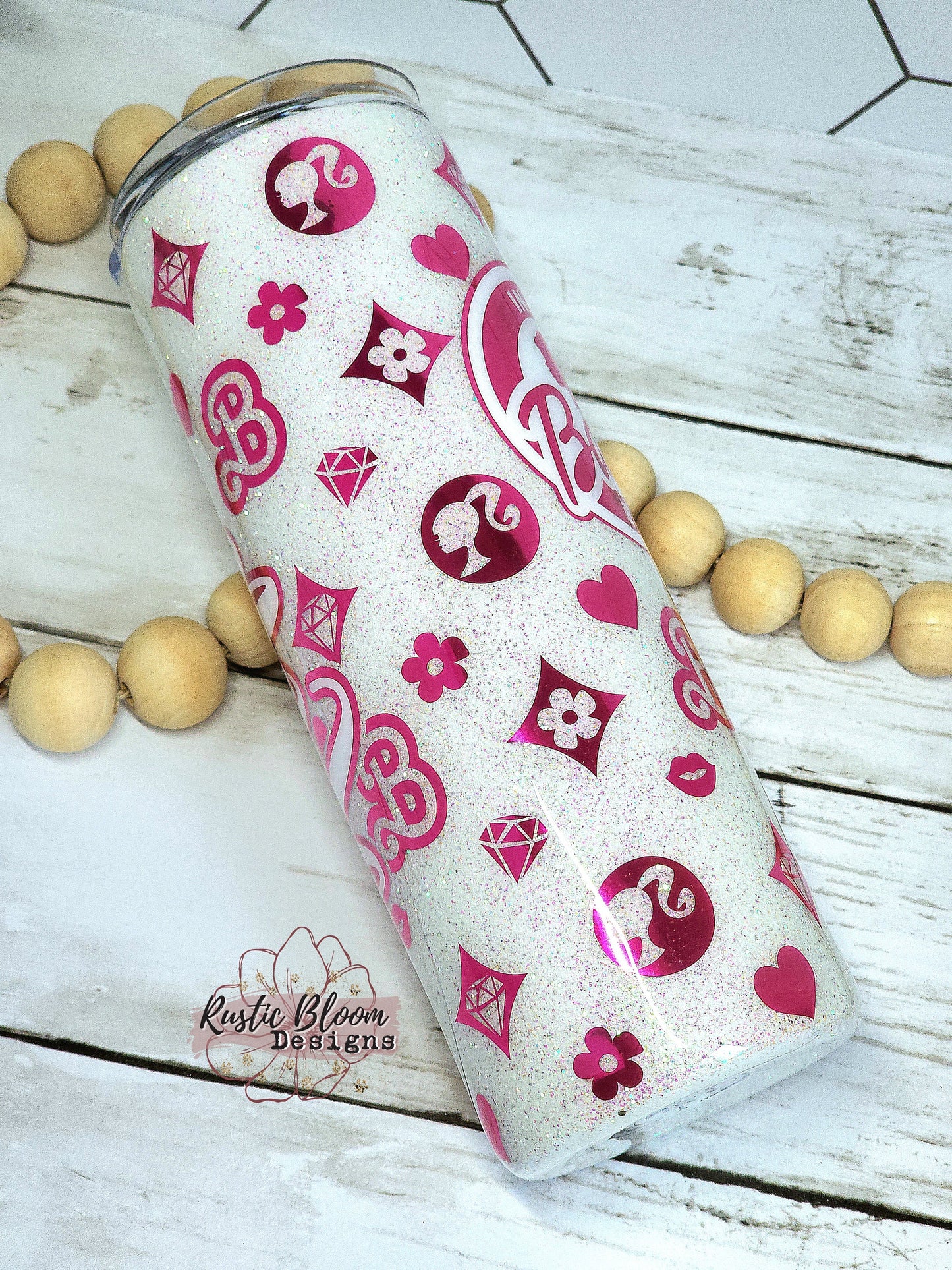 In my Era Doll Era LV Style Glitter Tumbler Personalized Custom Travel Coffee Mug Gift for Her Pink Doll Era Insulated Coffee Mug Barbie