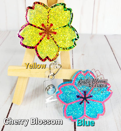 Flower Glitter Badge Reel Personalized Nurse Gift Teacher Name Tag glitter Badge Nurse Badge Reel Summer Badge Reel