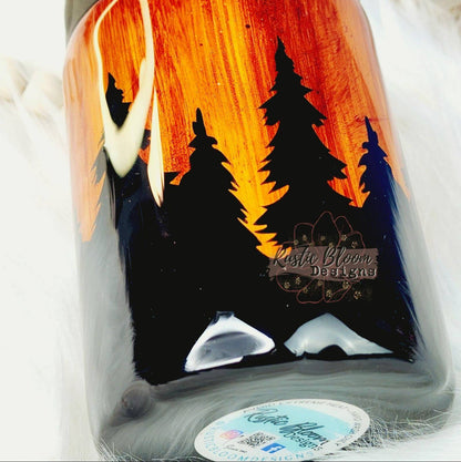 Woodgrain Tumbler Can coozie personalized can cooler forest mountains beer Coozie Custom mug Husband in woods gift for men Dad gift Guy Camo