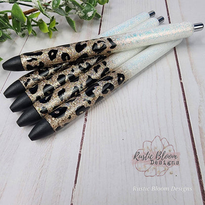 Personalized Glitter Pens Ombre  Leopard Pen Epoxy Cheetah pens Nurse Gift Writing Pen Teacher Gifts Ideas Gel Pens Custom gold pens glitter