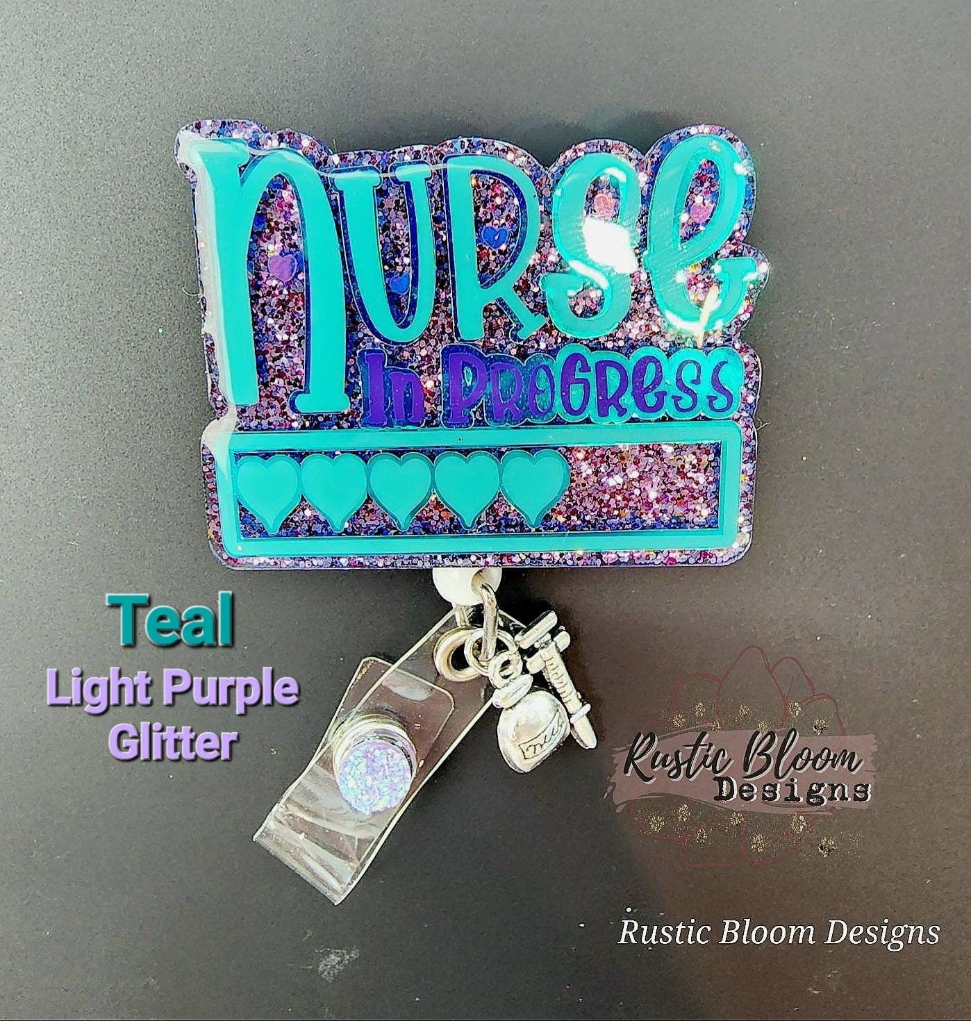 NURSE In Progress Badge Reel Retractable Interchangeable Nursing School Name Holder Custom Gift For Her Student ID Nursing school Name Tag