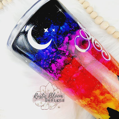 Mountain Sunset Tumbler Ombre Custom Insulated Stainless Steel Coffee Travel Mug Personalized Gift for Her Water Cup Cold  Hot drinking Cup