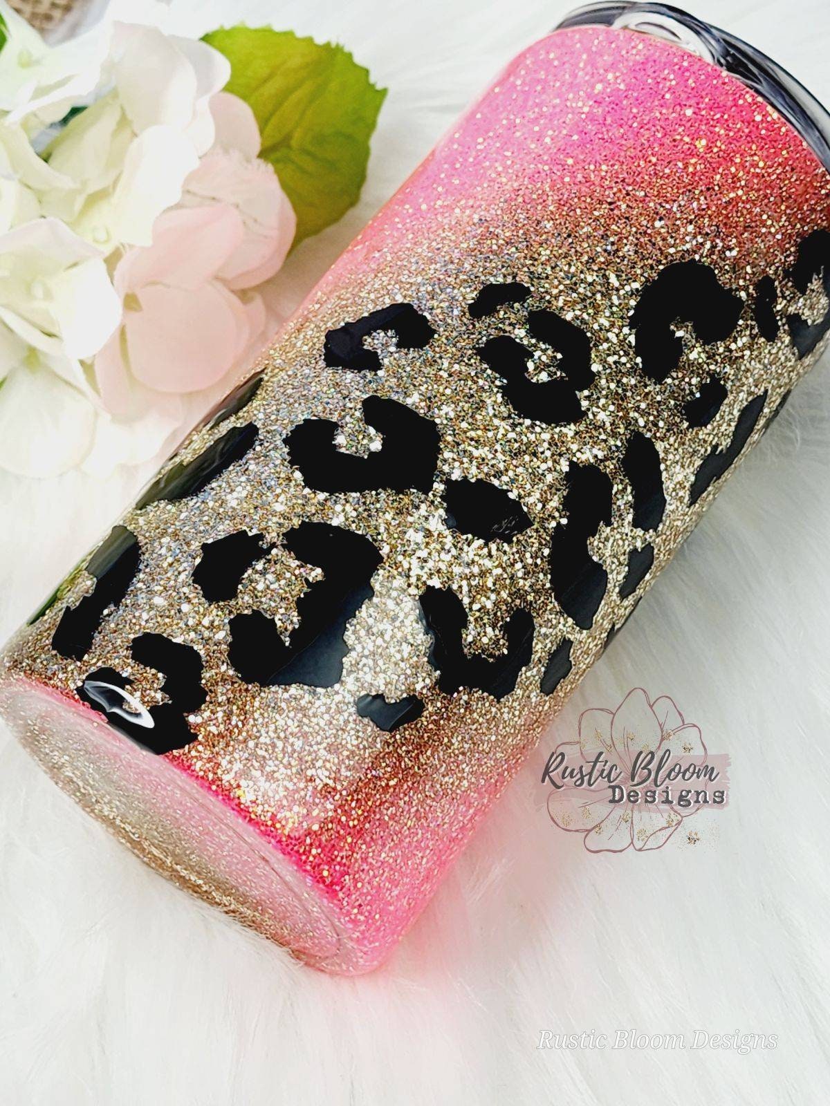 LEOPARD Pink Glitter Tumbler Mother's Day Gift for Her Custom Cups Nurse Gifts Personalized Tumbler Nurses gift Teacher Appreciation