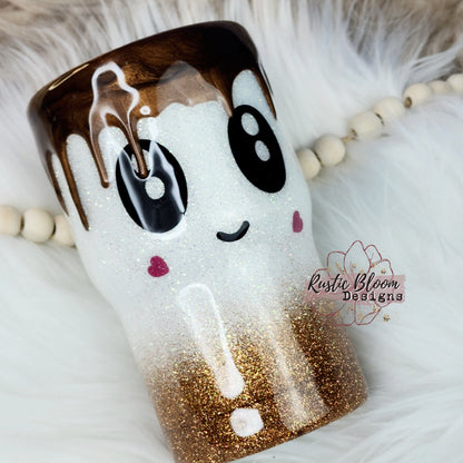 Glitter Cute Smores Chocolate Drip Tumbler, Stainless-steel Gift for her custom epoxy tumbler insulated Coffee Mug To Go