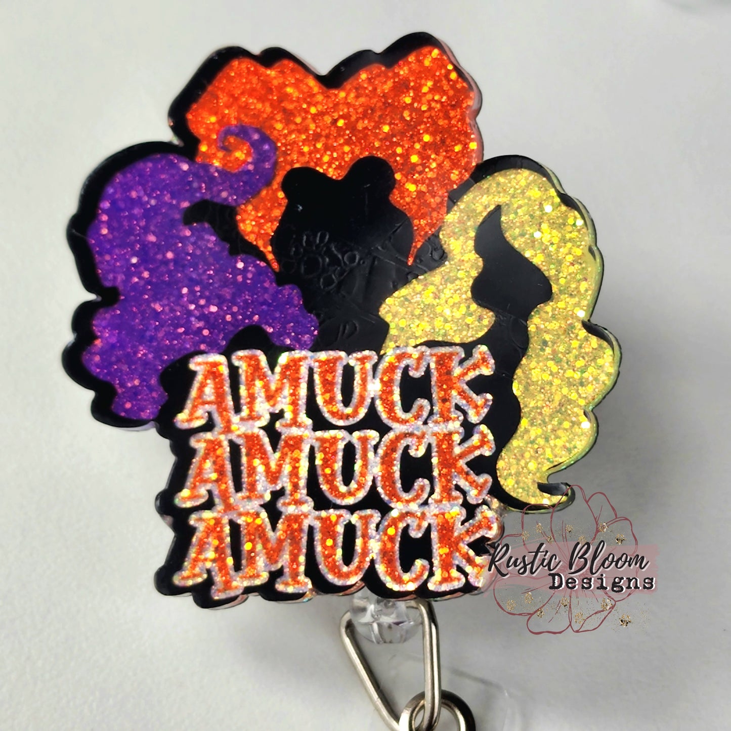 Hocus pocus Glitter Badge Reel Interchangeable Name Tag Work ID Holder Personalized Nurse Gift for Teacher