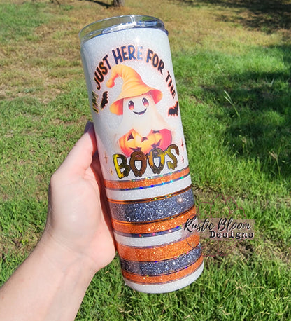 Cute Ghost Pumpkin Glitter insulated Custom Halloween Tumbler Spooky Season insulated 20oz tumbler. tumbler to go. Custom Glitter mug