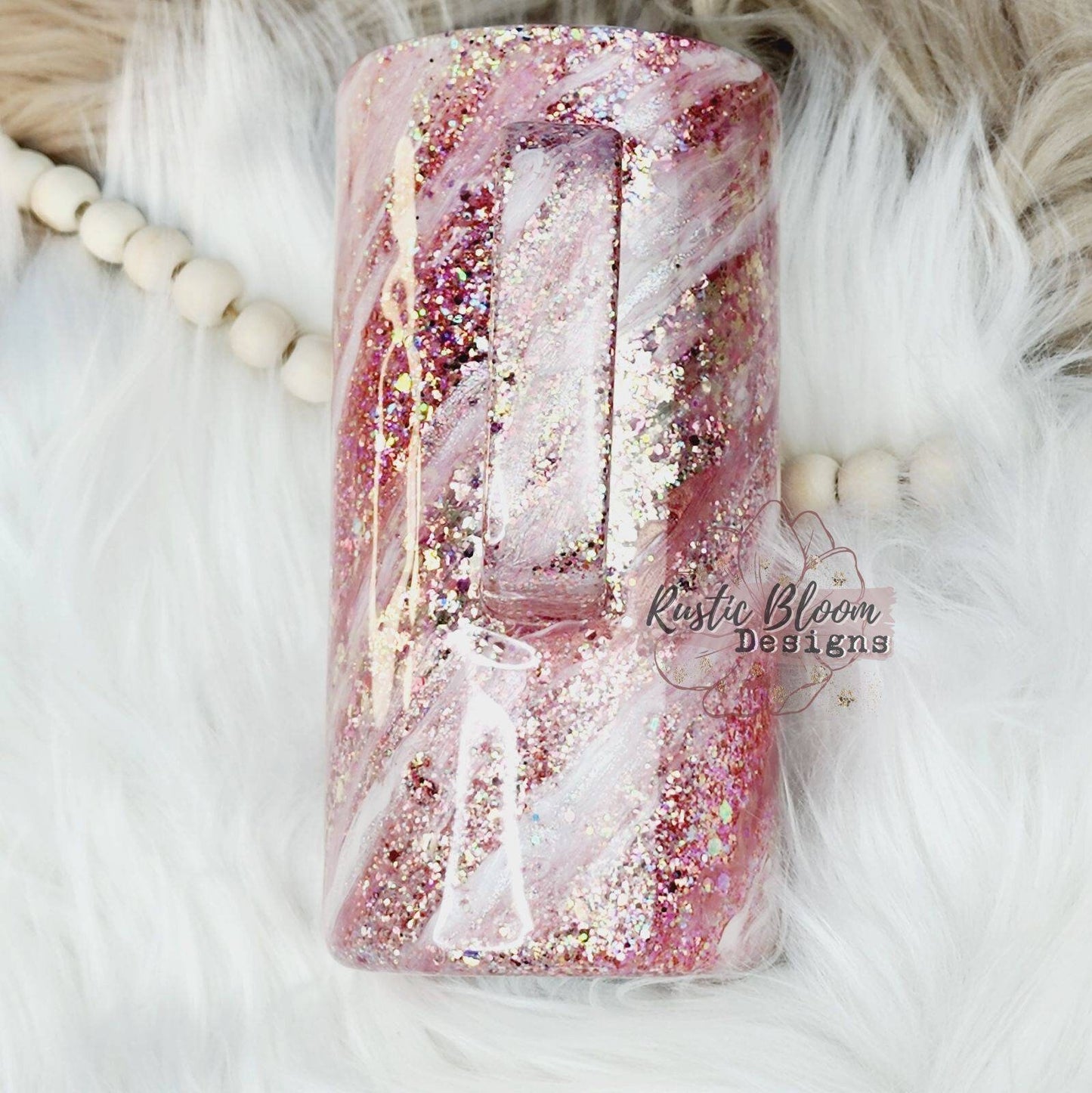 Rose Gold White Pink Milkyway 16oz Tumbler with Handle tumbler
