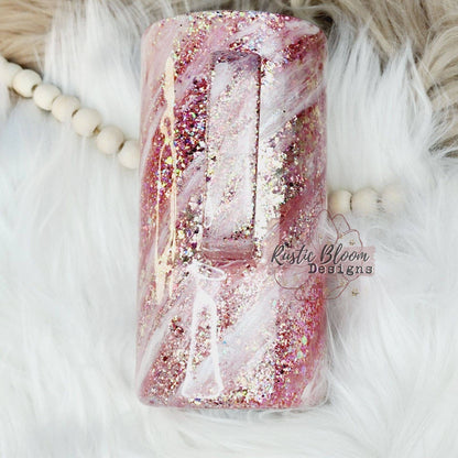Rose Gold White Pink Milkyway 16oz Tumbler with Handle tumbler