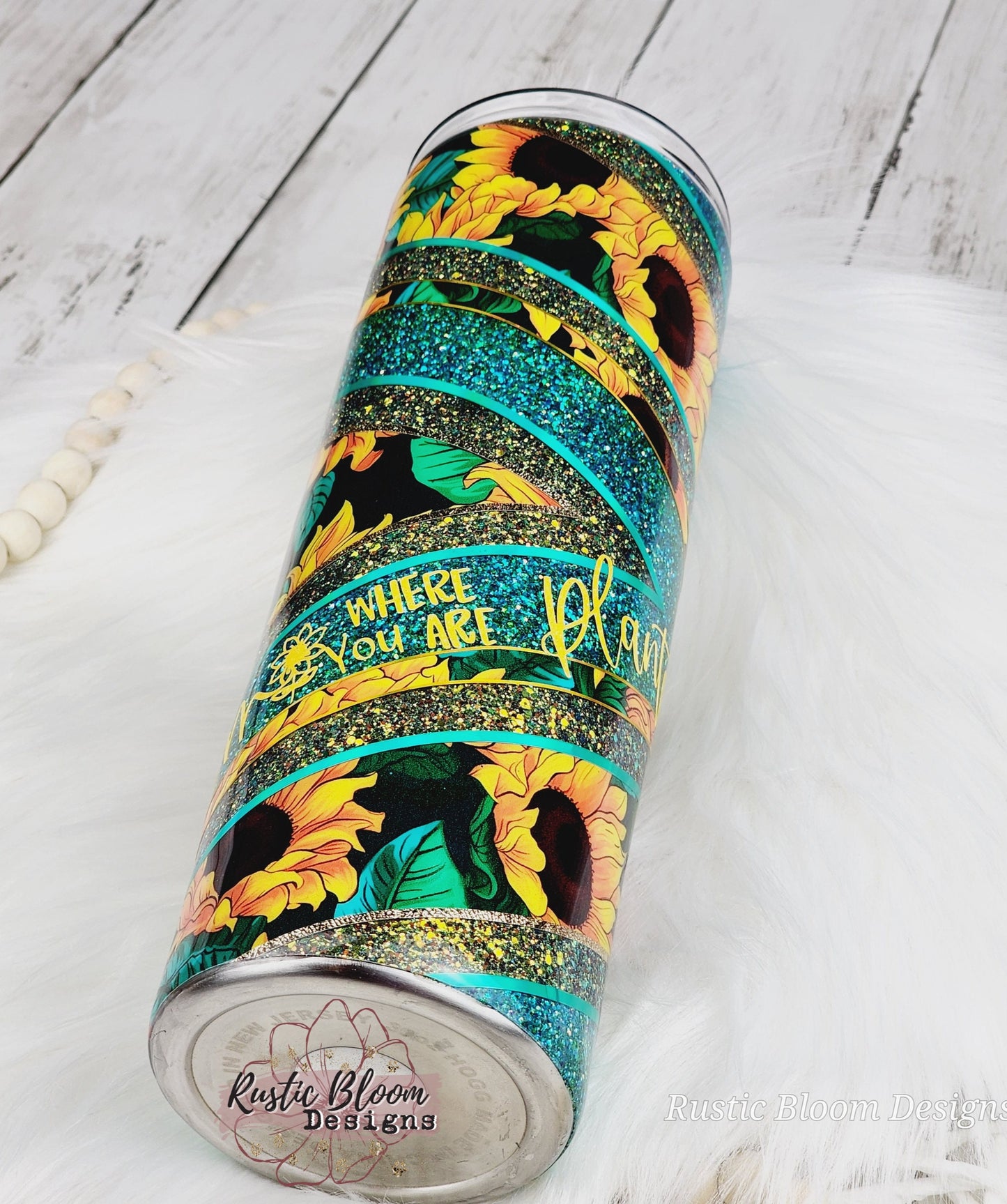 Glitter Sunflower VSplit Tumbler Gift for Her Custom Cups Personalized gifts Teal  VSplit 30oz Ready-to-ship