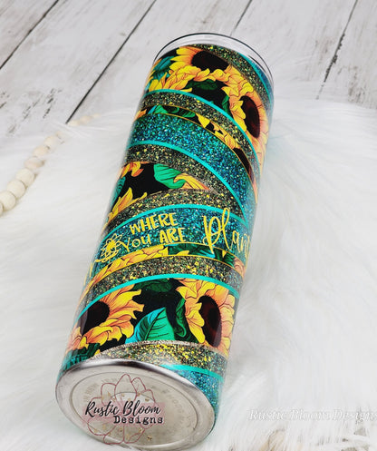 Glitter Sunflower VSplit Tumbler Gift for Her Custom Cups Personalized gifts Teal  VSplit 30oz Ready-to-ship