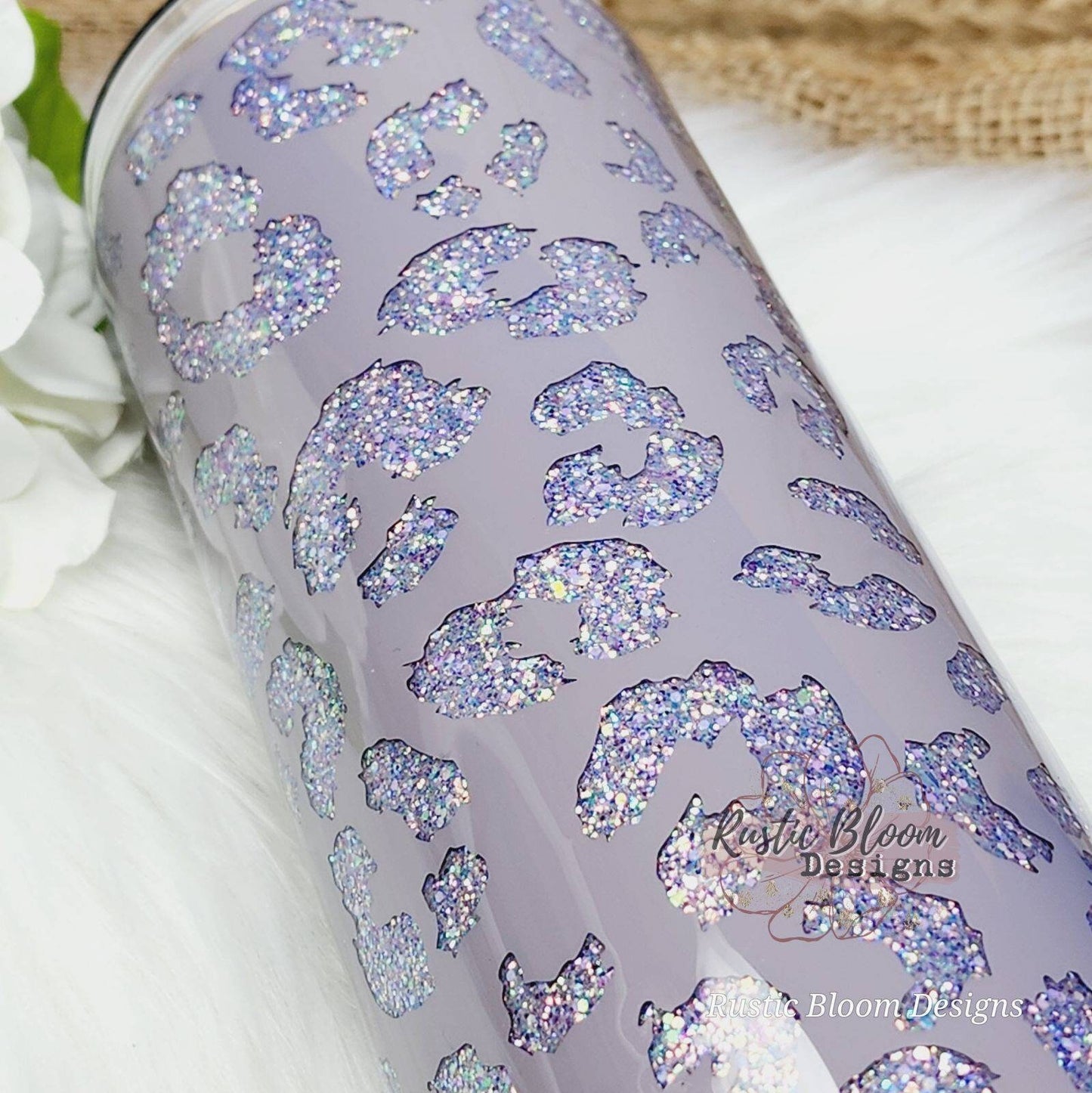 Purple Glitter Peekaboo Leopard Print Cheetah Tumbler Custom Gift for Her Travel Mug Personalized Insulated Coffee Cup Handle Hot Drinks