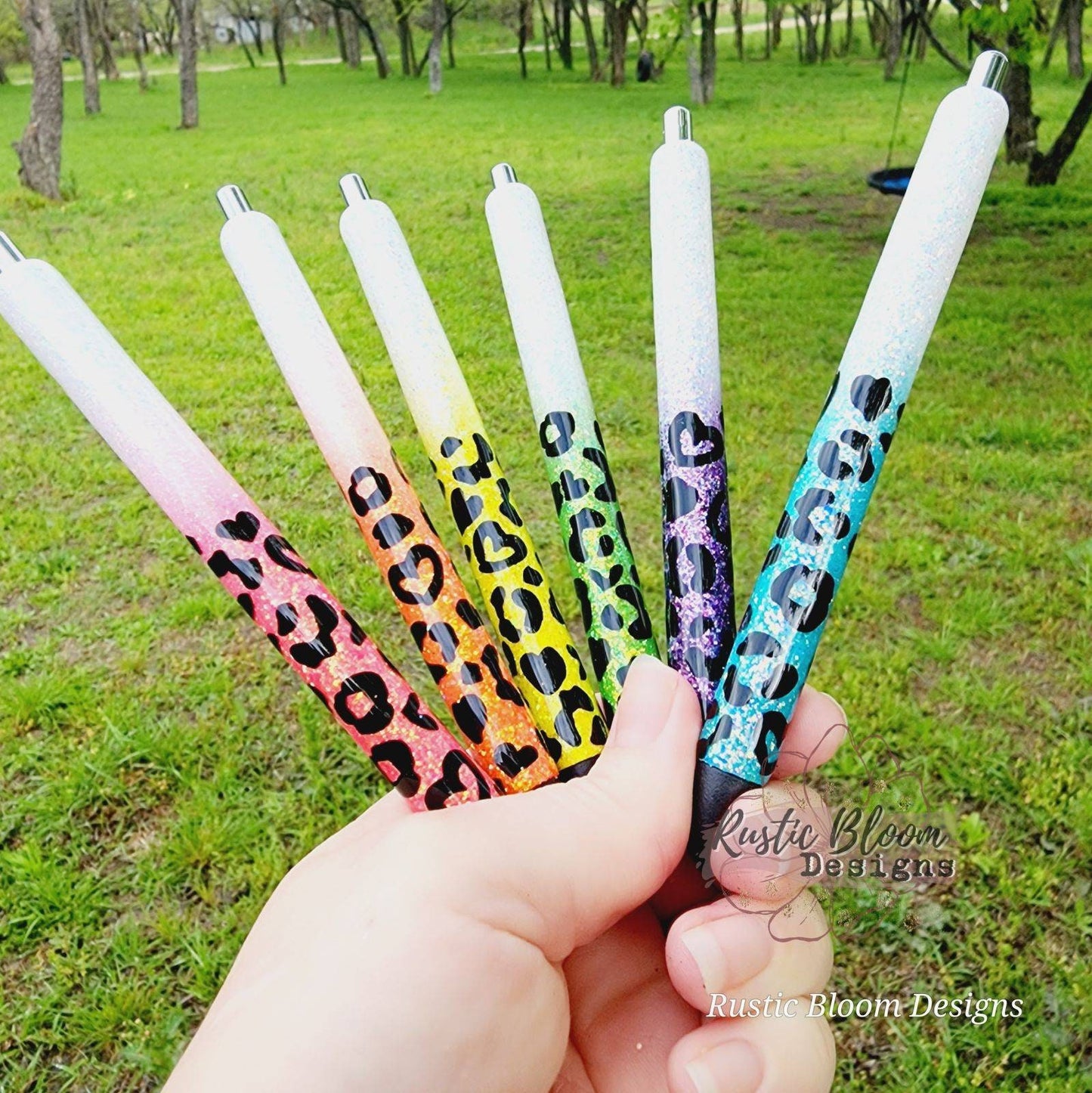 Personalized Glitter Pens Ombre  Leopard Pen Epoxy Cheetah pens Nurse Gift Writing Pen Teacher Gifts Ideas Gel Pens Custom gold pens glitter