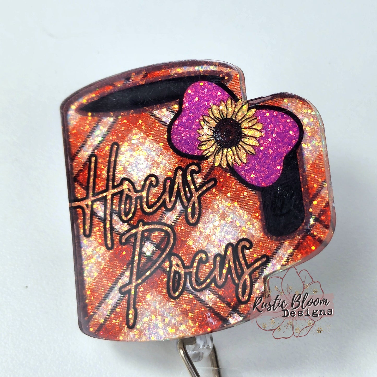 Hocus pocus Glitter Badge Reel Interchangeable Name Tag Work ID Holder Personalized Nurse Gift for Teacher