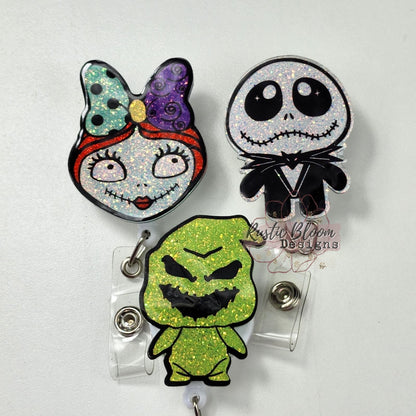 Nightmare Before Christmas inspired Pumpkin King Glitter Retracatable Badge Reel Custom Personalized Nurse Cute Badge Reel