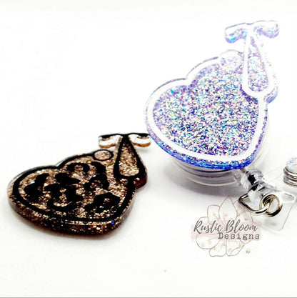 Nurse Glitter Stethescope Badge Reel Custom nurse gift for her essential worker gift personalized Healthcare Badge Holder medical Id