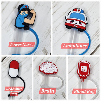 Medical Straw Topper Nurse Straw Cap Straw Buddy Stanley Straw Topper Pharmacist Medical Gift Simple Modern Tumbler Topper Stethoscope Scrub