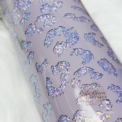 Purple Glitter Peekaboo Leopard Print Cheetah Tumbler Custom Gift for Her Travel Mug Personalized Insulated Coffee Cup Handle Hot Drinks