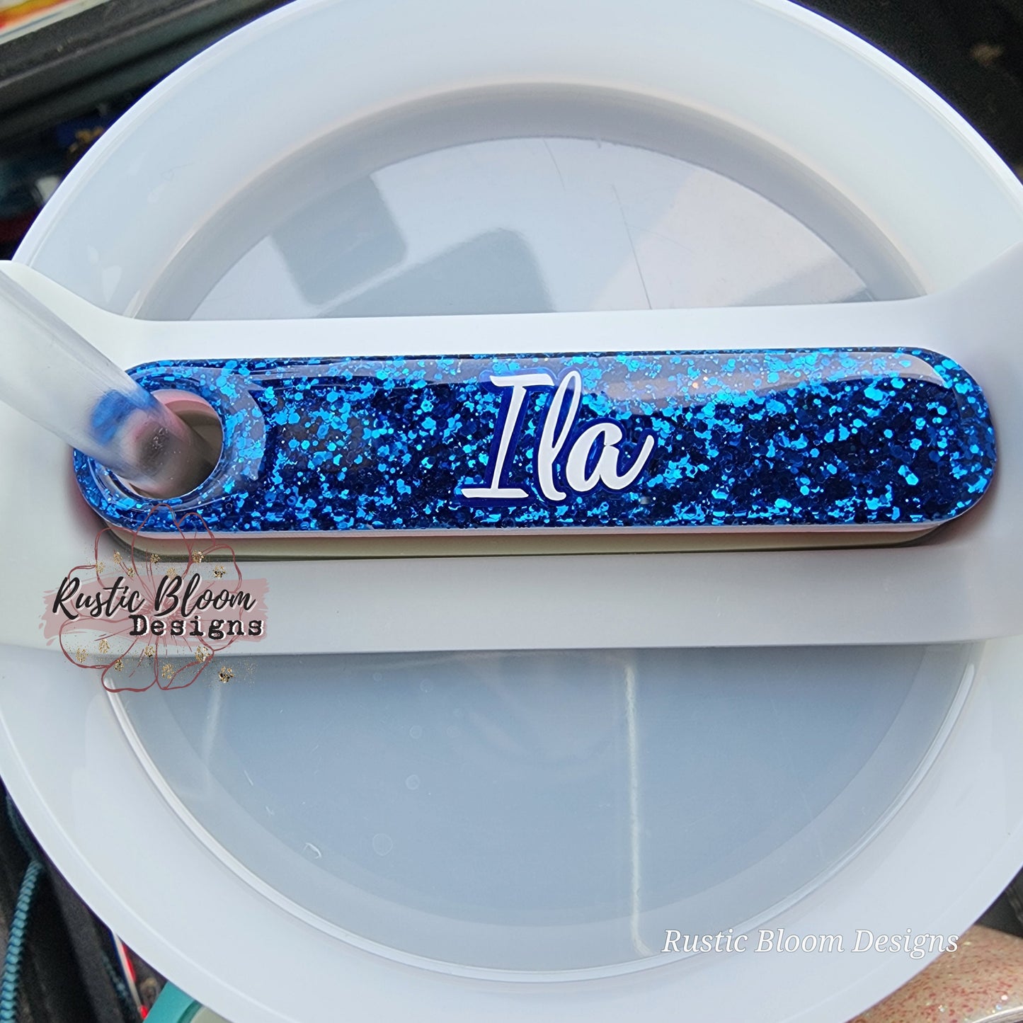 Persinalized Glitter 40 oz  Stanley Name tag Cute ID Custom Cup disc Sparkly Name Tag